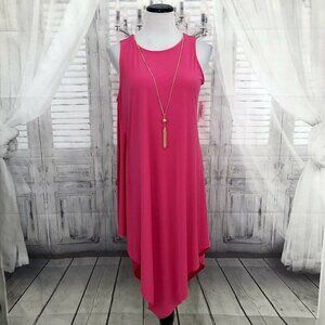 Dressbarn Large Solid Pink Sleeveless Dress Necklace Party Asymmetrical Hem